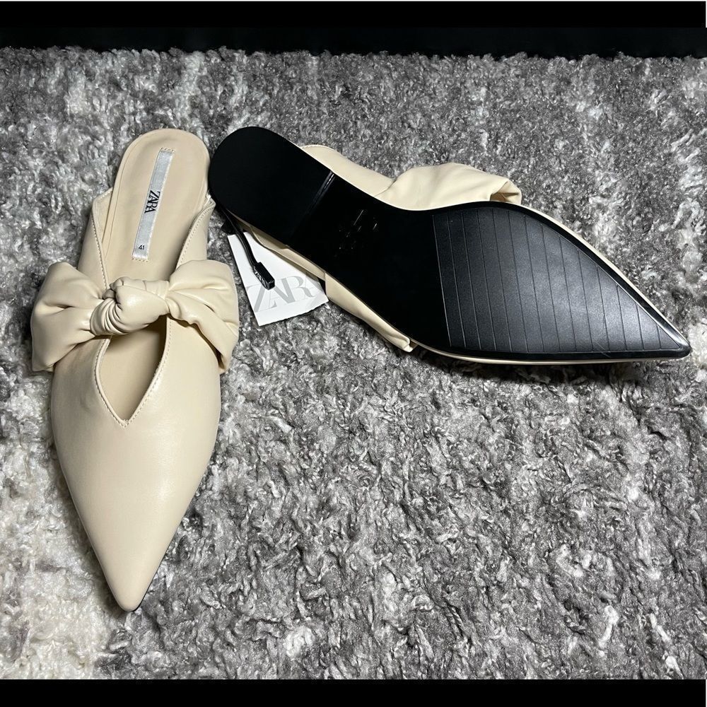 Zara Ivory Pointed Knot-Detail Mules - Picture 6 of 7
